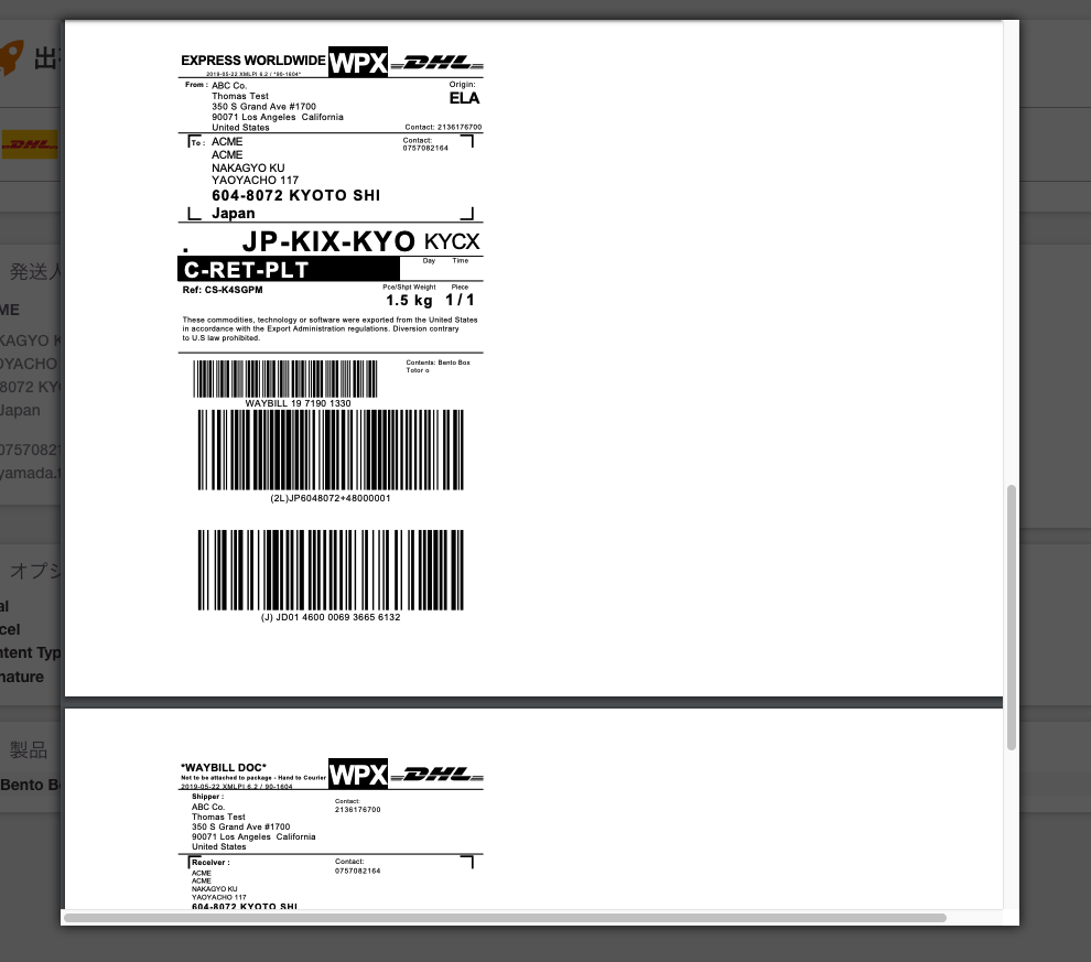 dhl express invoice
